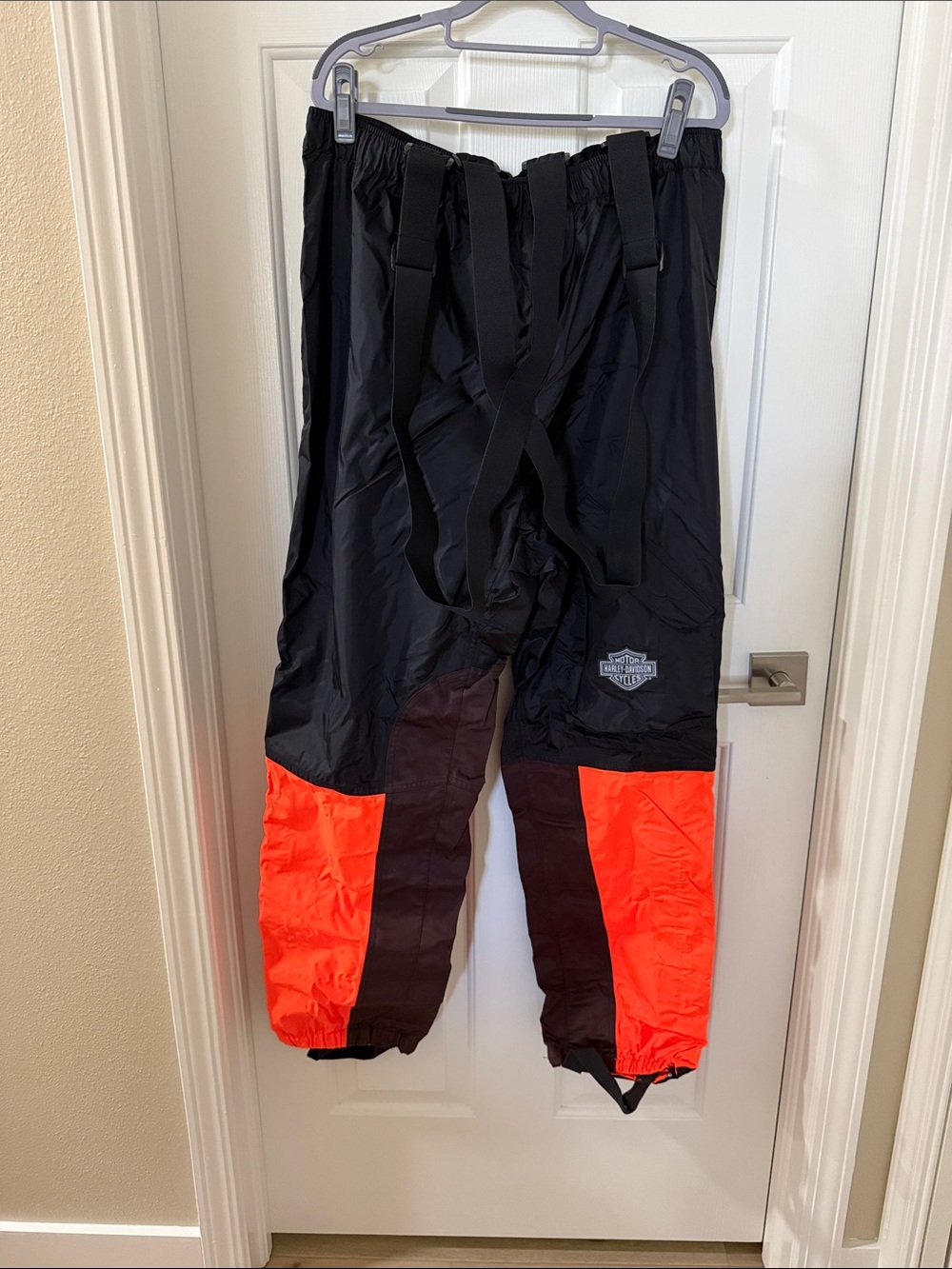 Harley-Davidson Black and High-Vis Orange Motorcycle Rain Suit.  Size - X-Large